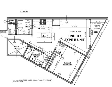 A floor plan of a two-bedroom apartment with a living room, kitchen, and bathroom.